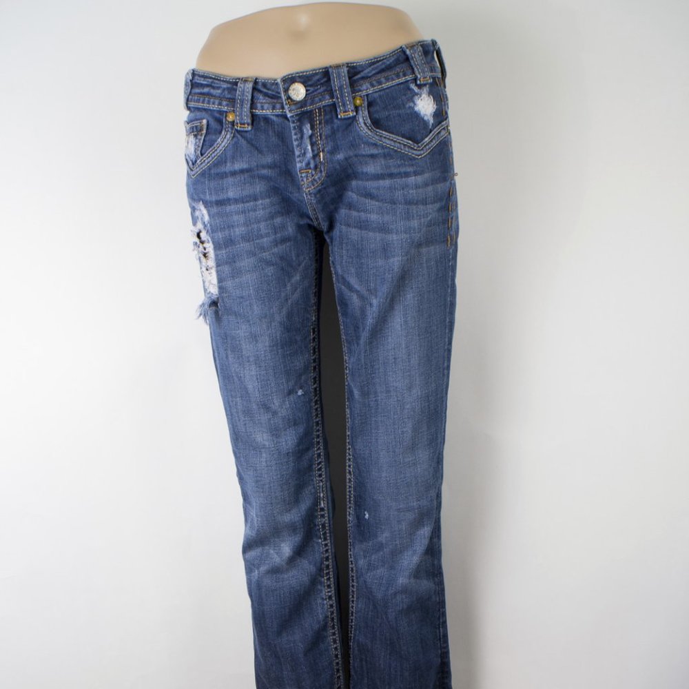 MEK Buckle Oaxaca Bootcut 28 X 32 Women’s Denim Jeans Medium Wash Flap Pocket